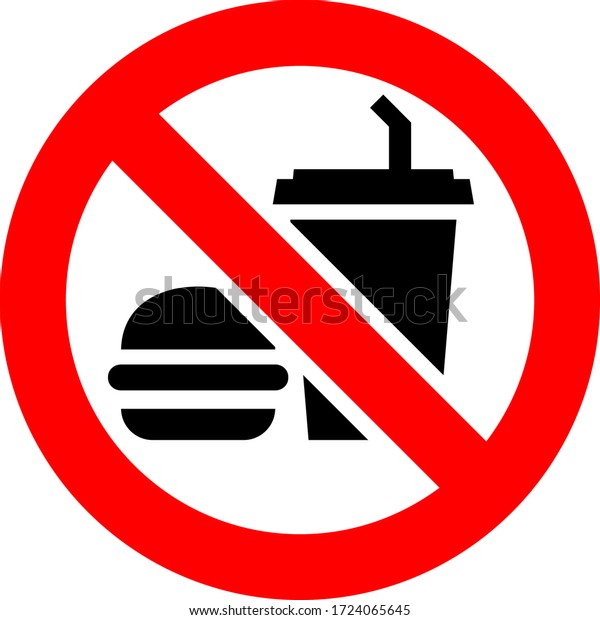 食べ物と飲み物の禁じられた看板 モダンな丸いシール ベクターイラスト のベクター画像素材 ロイヤリティフリー