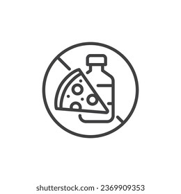 No Food or Drink one icon. linear style sign for mobile concept and web design. No pizza and soda outline vector icon. Symbol, logo illustration. Vector graphics