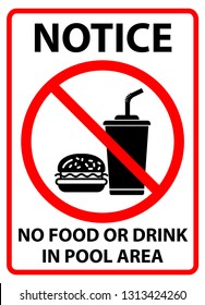 No Food Or Drink In Pool Area Signs