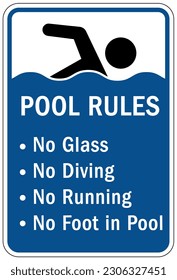 No food or drink in pool area warning sign and labels