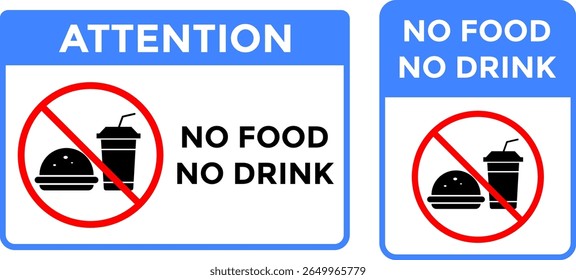 No food or drink. Prohibition of eating and drinking.  prohibited sign. Junk food not allowed inside. Red circle restriction. unhealthy fast food symbol