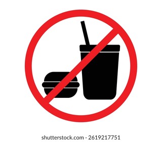 No Food Or Drink sign. food and drink prohibited sign. prohibited food sign. No eat or drink sign