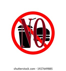 No food and drink sign. Silhouette hamburger in red circle. Sign no meal on white background. Label no eating. Symbol forbidden fast food for poster banner. Card warning Vector illustration