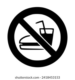 No food or drink sign. Template isolated on white background. 2D simple flat style graphic design. Can be used for any purposes. Vector EPS10 