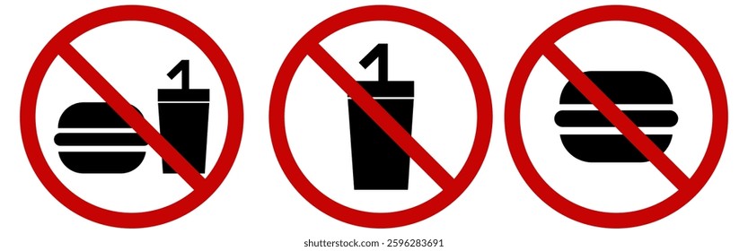 No Food or Drink Sign Vector Clear and Professional Warning Icon.
Food and Drink Prohibited Sign Vector.
No Eating or Drinking Symbol Perfect for Restaurants and Public Spaces.
