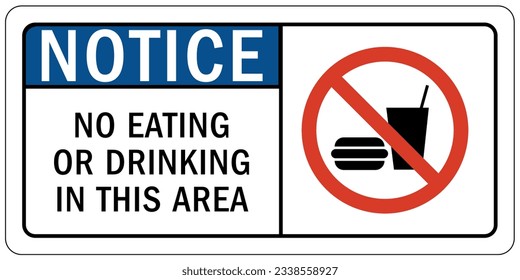 No food or drink warning sign and labels