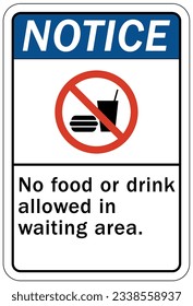 No food or drink warning sign and labels