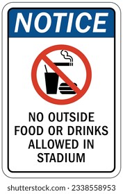 No food or drink warning sign and labels