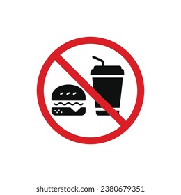 No food and drinks allowed icon symbol. No eating icon isolated on white background