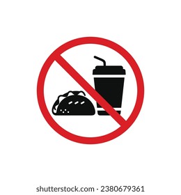 No food and drinks allowed icon symbol. No eating icon isolated on white background