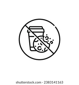 No food and drinks allowed line icon symbol. No eating line icon isolated on white background