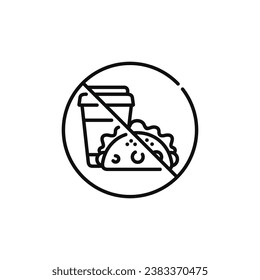 No food and drinks allowed line icon symbol. No eating line icon isolated on white background