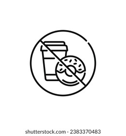 No food and drinks allowed line icon symbol. No eating line icon isolated on white background