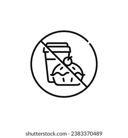 Keine Lebensmittel und Getränke erlaubt Symbol Linie Symbol. Kein Symbol für eine Esszeile einzeln auf weißem Hintergrund