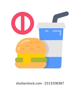 No Food Flat Icons, Vector illustration