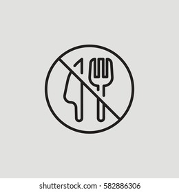 No Food Fork Knife Restricted Diet Outline Icon