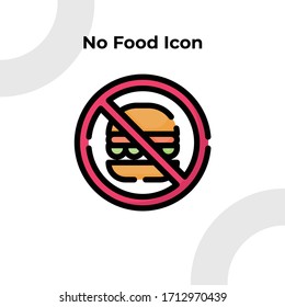 No Food Icon with Filled Outline Style, Vector Editable