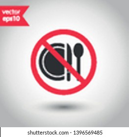 No food icon. Forbidden eat icon. No dinner vector sign. Prohibited eating vector icon. Warning, caution, attention, restriction flat sign design. Do not eat icon. No breakfast sign