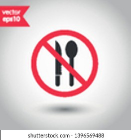 No food icon. Forbidden eat icon. No dinner vector sign. Prohibited eating vector icon. Warning, caution, attention, restriction flat sign design. Do not eat icon. No breakfast sign