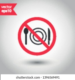 No food icon. Forbidden eat icon. No dinner vector sign. Prohibited eating vector icon. Warning, caution, attention, restriction flat sign design. Do not eat icon. No breakfast sign