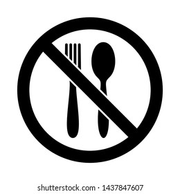 No food icon. Forbidden eat icon. No dinner vector sign. Prohibited eating vector icon. Warning, caution, attention, restriction flat sign design. Do not eat icon. No breakfast sign