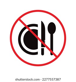 No food icon. Forbidden eat icon. No dinner vector sign. Prohibited eating vector icon. Warning, caution, attention, restriction flat sign design. Do not eat icon. No breakfast symbol pictogram