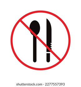 No food icon. Forbidden eat icon. No dinner vector sign. Prohibited eating vector icon. Warning, caution, attention, restriction flat sign design. Do not eat icon. No breakfast symbol pictogram