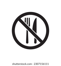 No food icon. Forbidden eat icon. No dinner vector sign. Prohibited eating vector icon. Warning, caution, attention, restriction flat sign design. Do not eat icon. No breakfast sign