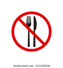 No Food Icon. Fork And Knife. Vector Illustration. Flat Design. Isolated.