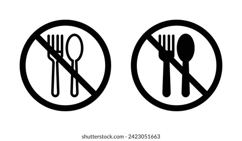 No Food Icon Set. Ban Drink and Food Vector symbol in a black filled and outlined style. Forbidden Food and Dietary Restrictions Sign