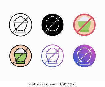 No Food icon set with line, outline, flat, filled, glyph, color, gradient. Editable stroke and pixel perfect. Can be used for digital product, presentation, print design and more.