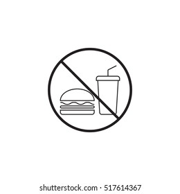 No Food Line Icon, No Eating Prohibited Sign, Vector Graphics, A Linear Pattern On A White Background, Eps 10.