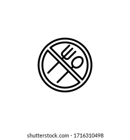 Icono de no vector de alimento en lineal, icono de contorno aislado en fondo blanco