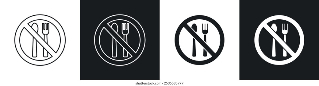 No food vector icon set in black and white. EPS 10 illustration