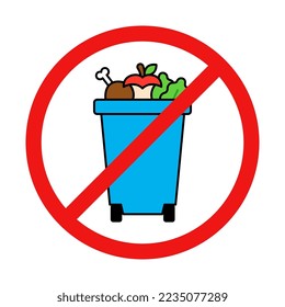 No Food Waste Sign on White Background