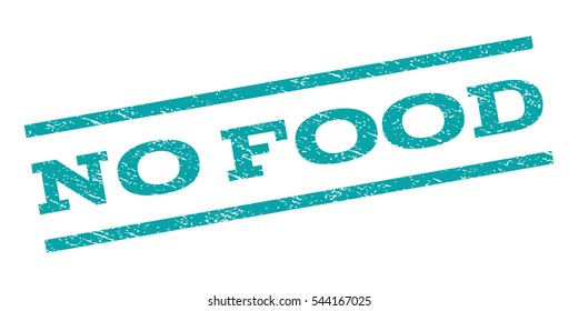 No Food watermark stamp. Text tag between parallel lines with grunge design style. Rubber seal stamp with unclean texture. Vector cyan color ink imprint on a white background.