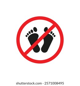 No foot print sign flat line symbol set.