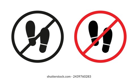 No foot print sign. Only barefoot allow vector symbol. Do not enter with dirty footwear. take off shoe sign. footprint restriction icon.