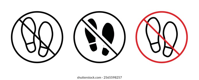 No foot print sign vector in black and red colors