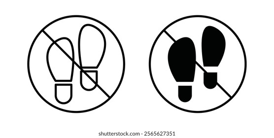 No foot print sign vector in black and red colors