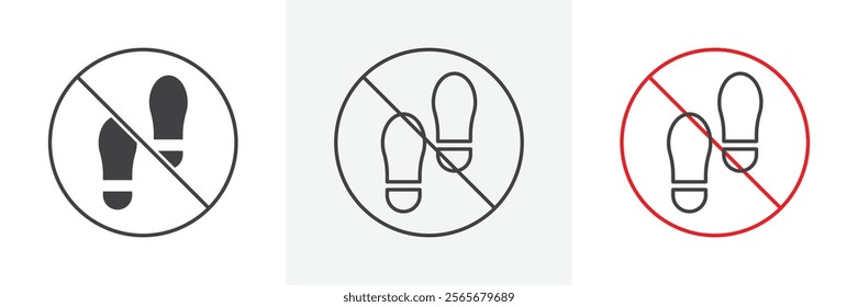 No foot print sign vector in black and colored versions