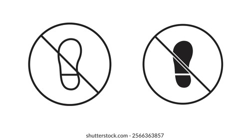 No foot print sign vector in line stroke and flat versions