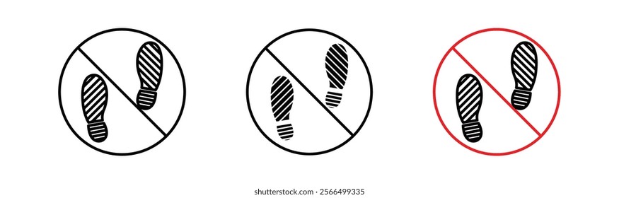 No foot print signs flat and linear vector illustration on white background.