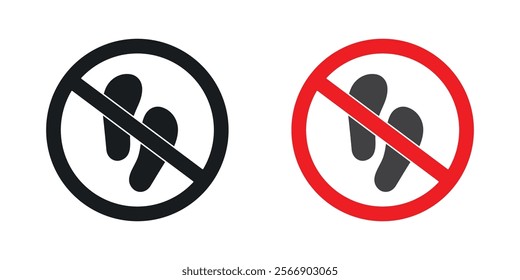 No foot print signs set in black and colored