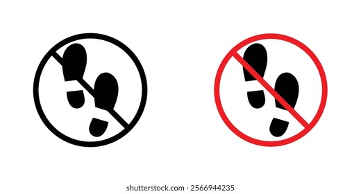 No foot print signs. vector signs set