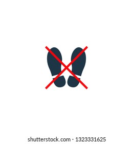No Foot prints sign. Vector isolated simple icon.