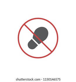 No foot step sign flat icon, vector sign, colorful pictogram isolated on white. no footprint symbol, logo illustration. Flat style design