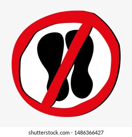 No foot step sign. Vector icon.