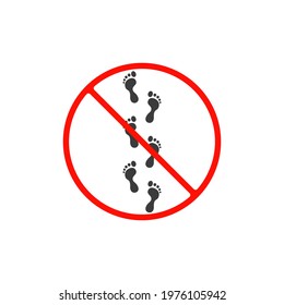 No footprint vector icon. Flat No footprint sign isolated on a white background.