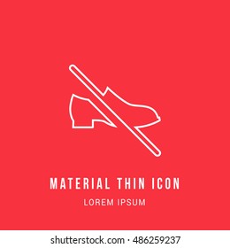 No Footware Bright red material designed line thin flat icon / logo